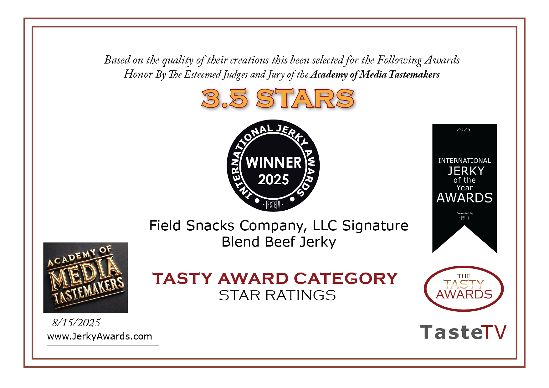 Intl Jerky Awards 2025 Certificate45